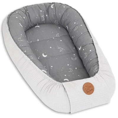 Afbeelding van Babynestje voor pasgeborenen, 90 x 50 cm, cocon, handgemaakt, gewafeld katoen aan beide kanten, manen