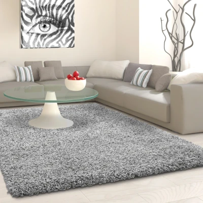 Afbeelding van Basic Shaggy vloerkleed Lichtgrijs Hoogpolig 60x110 cm