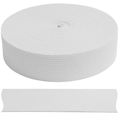 Afbeelding van AERZETIX C67536 Platte elastische band gevlochten 10 meter breedte 25 mm polyester + latex kleur wit