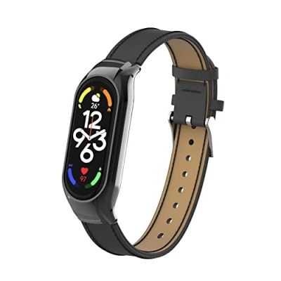 Afbeelding van BDIG Armband compatibel met Xiaomi Mi band 7, leer, verstelbare leren armband, reservearmband voor Smart 7