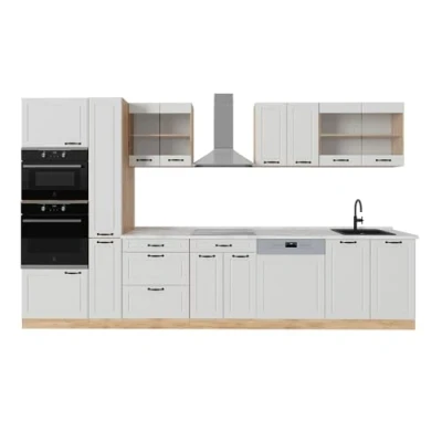 Afbeelding van Vicco Complete keuken R Line, Wit landhuis/gouden eik, 350 cm , WB Marmer