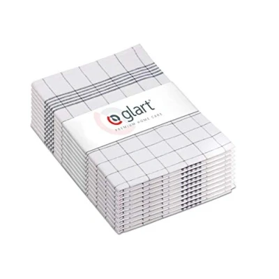 Afbeelding van Glart 48KG2 set van 10 theedoeken, 50 x 70 cm, 100% katoen, Oeko Tex gecertificeerd, grijs geruit, voorgewassen