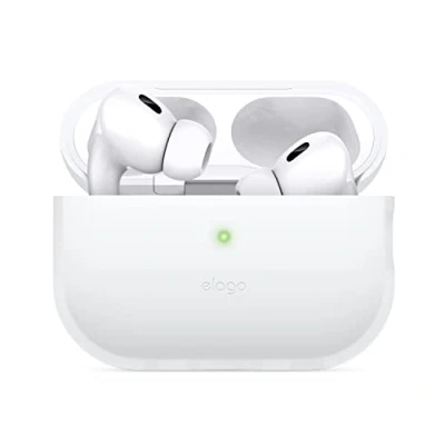 Afbeelding van elago Siliconen hoes compatibel met Apple AirPods Pro 2e generatie, zichtbare led aan de voorkant, ondersteunt draadloos opladen (fosforescerend blauw)