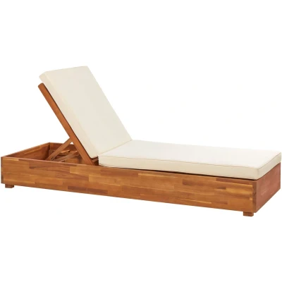 Afbeelding van Beliani FANANO Ligstoel Lichthout/Off white Acaciahout