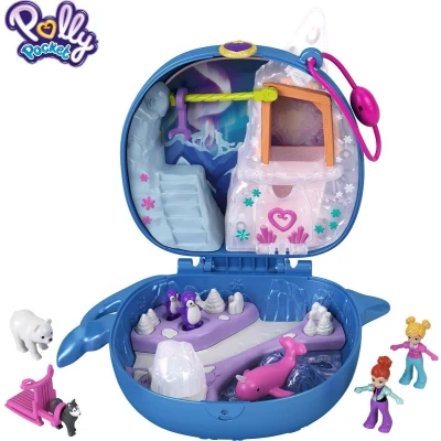 Afbeelding van Polly Pocket Universum Le Voyage en Arctis, minifiguren Husky, beer,Polly Lila, inclusief verrassingen stickers, speelgoed voor kinderen, GKJ52, meerkleurig, 10 x 6,5 10,6 cm