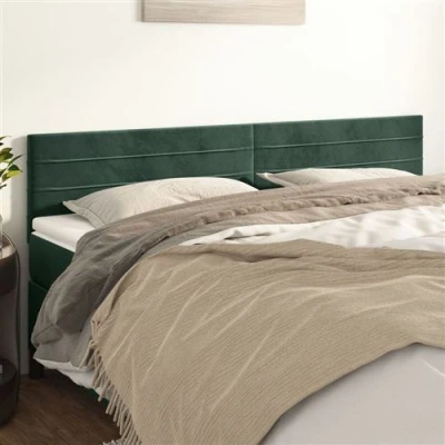 Afbeelding van Hoofdborden 2 st 100x5x78/88 cm fluweel donkergroen