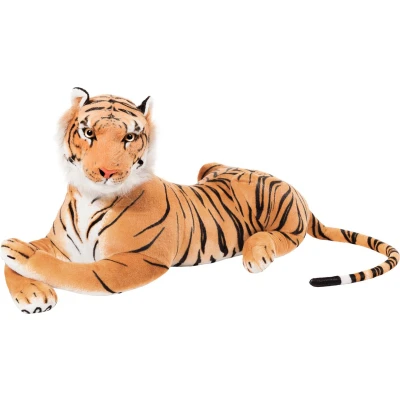 Afbeelding van BRUBAKER XXL Tijger Knuffel Bruin 110 cm Liggende