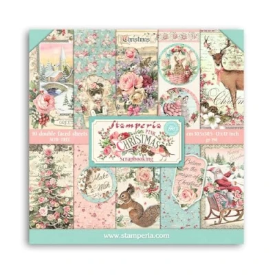 Afbeelding van Stamperia Pink Christmas 12x12 Inch Paper Pack (SBBL73)