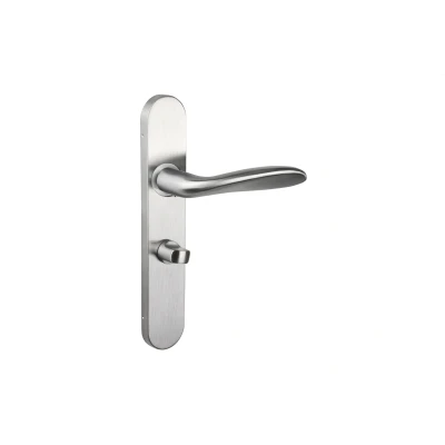 Afbeelding van Lavuzo deurkruk Benevento RVS met afgerond schild WC63/8 badkamersluiting Per set Deurklink