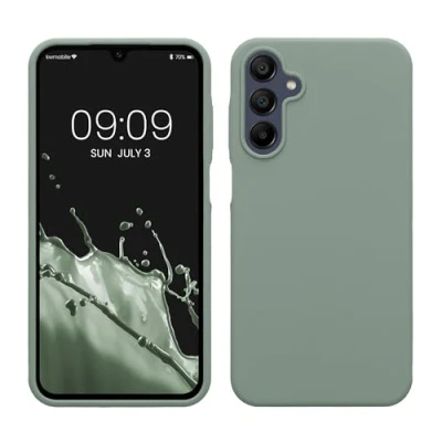 Afbeelding van kwmobile telefoonhoesje geschikt voor Samsung Galaxy A15 5G Hoesje met siliconen coating Smartphone case in Regenwashed groen