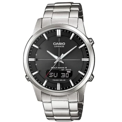 Afbeelding van Casio Wave Ceptor Herenhorloge, analoog, digitaal, kwarts, zilver/zwart
