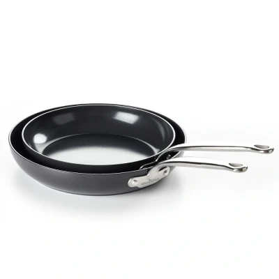 Afbeelding van GreenPan Koekenpannenset Barcelona Black ø 24 en 28 cm Keramische anti aanbaklaag