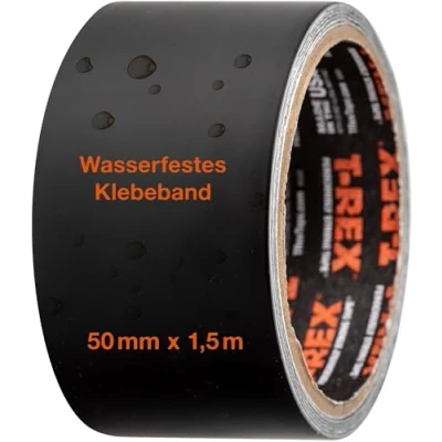 Afbeelding van T Rex Waterproof Tape 827 00, zelfklevende afdichtingstape, voor waterlekken in zwembad en slangen, waterdicht, duurzaam flexibel, afmetingen: 50 mm x 1,5 m, kleur: zwart