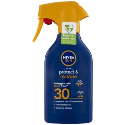 Afbeelding van NIVEA SUN Maxi Spray Solaire Protect &amp; Hydrate SPF 30 en Flacon de 270 ml, Crème à Fond pour 48h, avec Formule Biodégradable