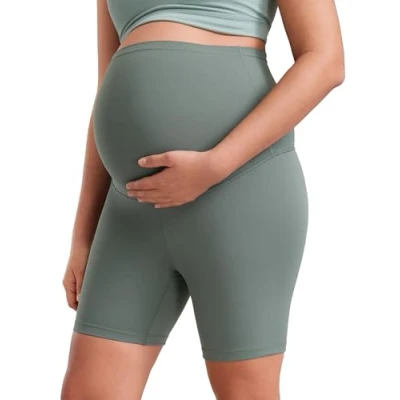 Afbeelding van CRZ YOGA Butterluxe Zwangerschapsbermuda voor dames, yoga, 10/15 cm, saliegrijs