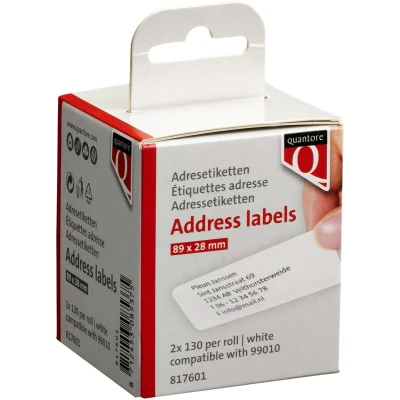 Afbeelding van Labeletiket Quantore 99010 89x28mm adres wit