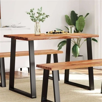 Afbeelding van Eettafel met natuurlijke rand 110x70x75 cm massief acaciahout