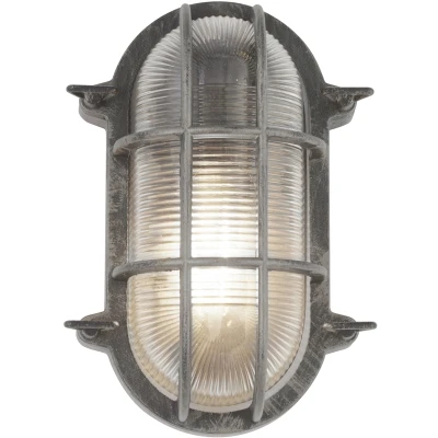 Afbeelding van Scheepslamp Porto ovaal, zwart zilver