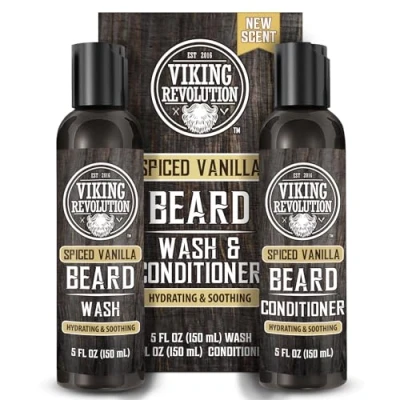 Afbeelding van Viking Revolution Beard Wash and Conditioner voor Mannen met Arganolie en Jojoba olie Softener Strengthener Care Shampoo Oil (5oz, Spiced