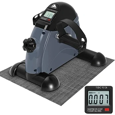 Afbeelding van Evoland Stoelfiets Fietstrainer Bewegingstrainer Mini Hometrainer Bureaufiets Met 2 Accesoires Voor Bejaarden, Kantoor, Thuis Grijs