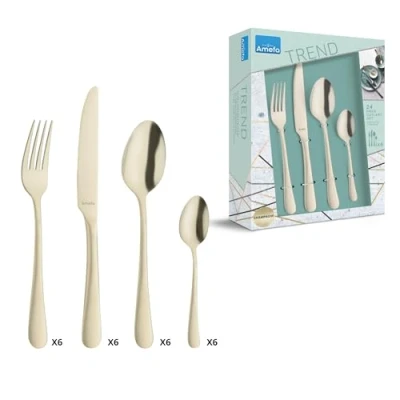 Afbeelding van Amefa Austin 24 delige Bestekset 6 Personen Mat Champagne