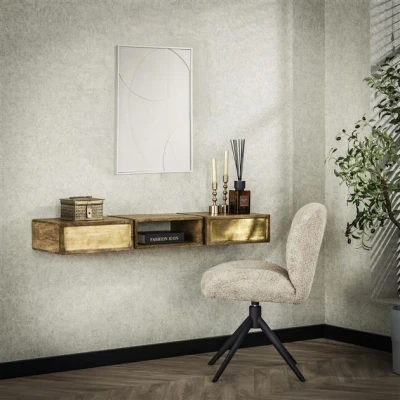 Afbeelding van Hoyz Collection Kaptafel Brass Massief Mango Zwart 123cm breed
