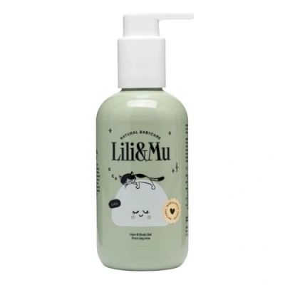Afbeelding van Lili&amp;Mu Douchegel voor lichaam en haar, 200 ml, badgel baby&#039;s kinderen, gevoelige huid met allantoïne jojoba olie, calendula extract, schuimgel zonder parabenen, natuurlijk