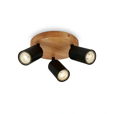Afbeelding van BRILONER ceiling lamp light vintage industrial 3xGU10 9W black wood