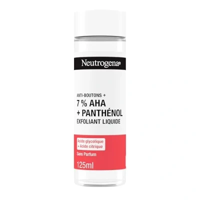 Afbeelding van Neutrogena Vloeibare peeling tegen puistjes + 7% AHA panthenol (125 ml) gezichtsverzorging met glycolzuur citroenzuur voor acne gevoelige huid zonder parfum