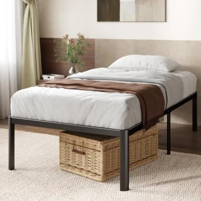 Image de Zinus Van lit 90x190 cm Hauteur du Cadre de 41cm avec rangement sous le plateforme en métal Noir