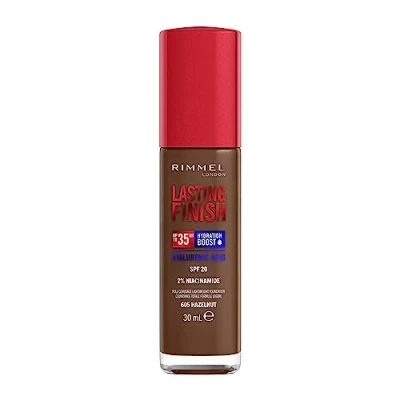 Afbeelding van Rimmel London Lasting Finish 35 Hour, 605 Hazelnut, foundation, langdurig, hydraterend, veganistische formule, volledige dekking, 30 ml