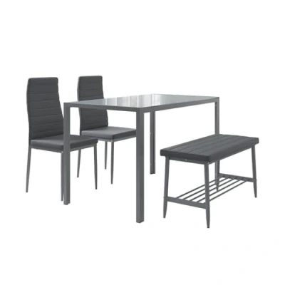 Afbeelding van Vicco Grand Eettafel set 120 x 70 cm 4 delige Grijs