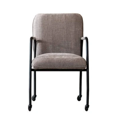 Afbeelding van Bronx71® Eetkamerstoel met wieltjes Mila taupe Eetkamerstoelen armleuning