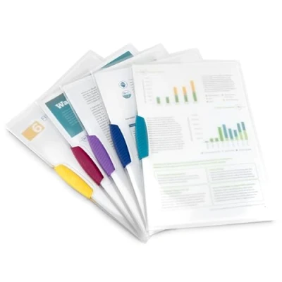 Afbeelding van Rapesco 0786 Presentatiemap met draaibare clip, A4, transparant gekleurde clips, 5 stuks