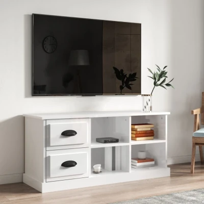 Afbeelding van Tv meubel 102x35,5x47,5 cm bewerkt hout hoogglans wit