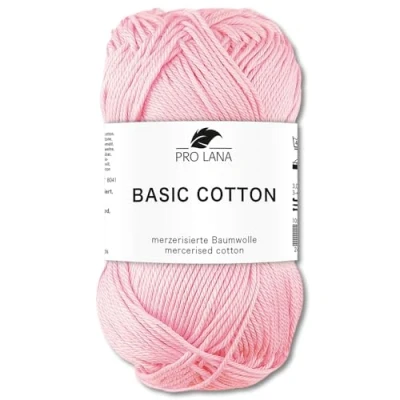Afbeelding van Frida&#039;s Wollhaus Pro Lana Basic katoenen wol voor breien en haken, 50 g, 64 kleuren (33 babyroze)