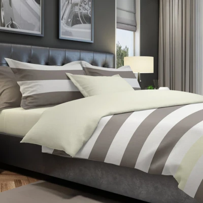Afbeelding van The One Dekbedovertrek 240 x 220 cm Stripe Taupe / Cream