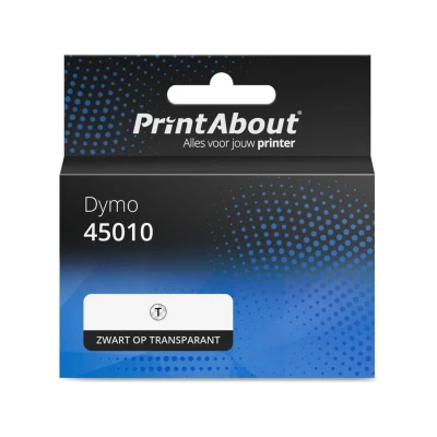 Afbeelding van Huismerk Dymo 45010 (S0720500) Tape Zwart op transparant (12 mm) 5 pack