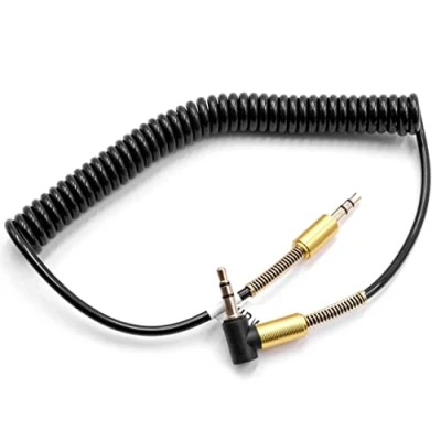 Afbeelding van vhbw Stereo audio adapterkabel compatibel met Technics EAH A800 hoofdtelefoon 3,5 mm naar jackstekker, verguld, zwart