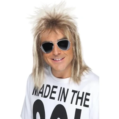 Afbeelding van Smiffys 80s Mullet Blonde Pruik Wit