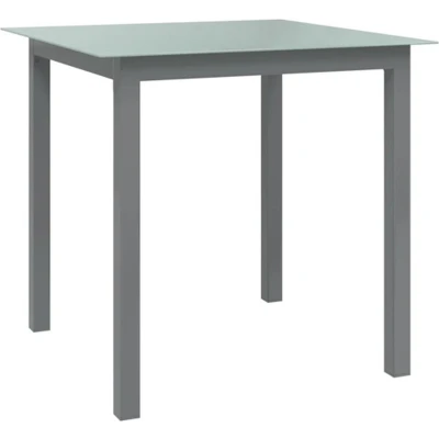 Afbeelding van Tuintafel 80x80x74 cm aluminium en glas lichtgrijs
