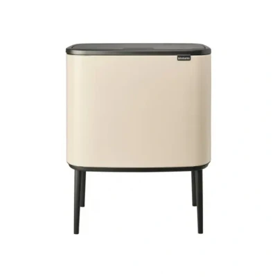 Afbeelding van Brabantia Bo Touch Bin Recyling Duo Prullenbak Met Deksel Op Pootjes 11 + 23 Liter Gebroken Wit
