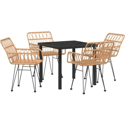 Afbeelding van vidaXL 5 delige tuin eetset Bruin Poly Rattan