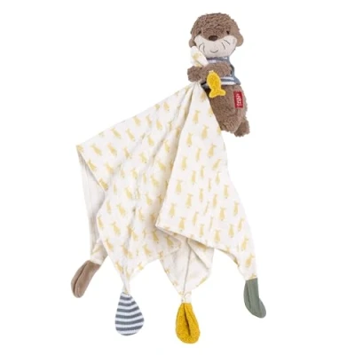 Image de Fehn doudou en mousseline Motif loutre Aide à l&#039;endormissement et peluche avec de coton figurine mignonne Pour bébés tout petits partir 0 mois