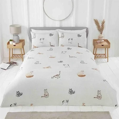 Afbeelding van So Soft dekbedovertrek Purrrfect microvezel 1 persoons 135x200 + 50x75cm