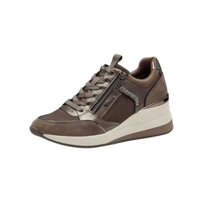 Afbeelding van Tamaris Sneakers laag, Dames, Maat: 40, Taupe comb Leer en imitatieleer