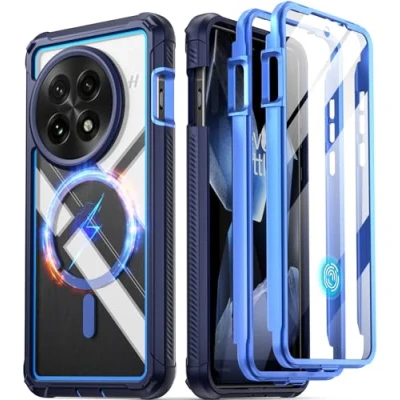 Afbeelding van Poetic Guardian Hoesje voor OnePlus 13 5G, geïntegreerde displaybescherming [werkt met vingerafdruk ID], [2 voorframe], schokbestendig, transparant, blauw/transparant