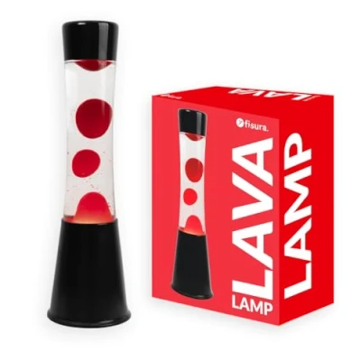 Afbeelding van Lavalamp Zwart Met Rode Lava