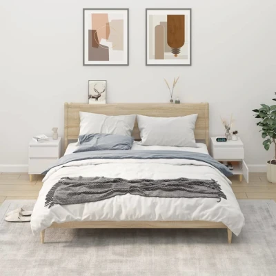Afbeelding van Nachtkastjes 2 st 40x35x50 cm wit