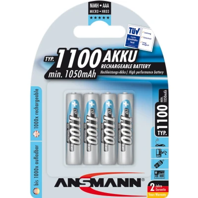 Afbeelding van Tecxus NiMH batterij micro, AAA, LR03, 1,2 volt met 1100 mAh in een pakket van 4